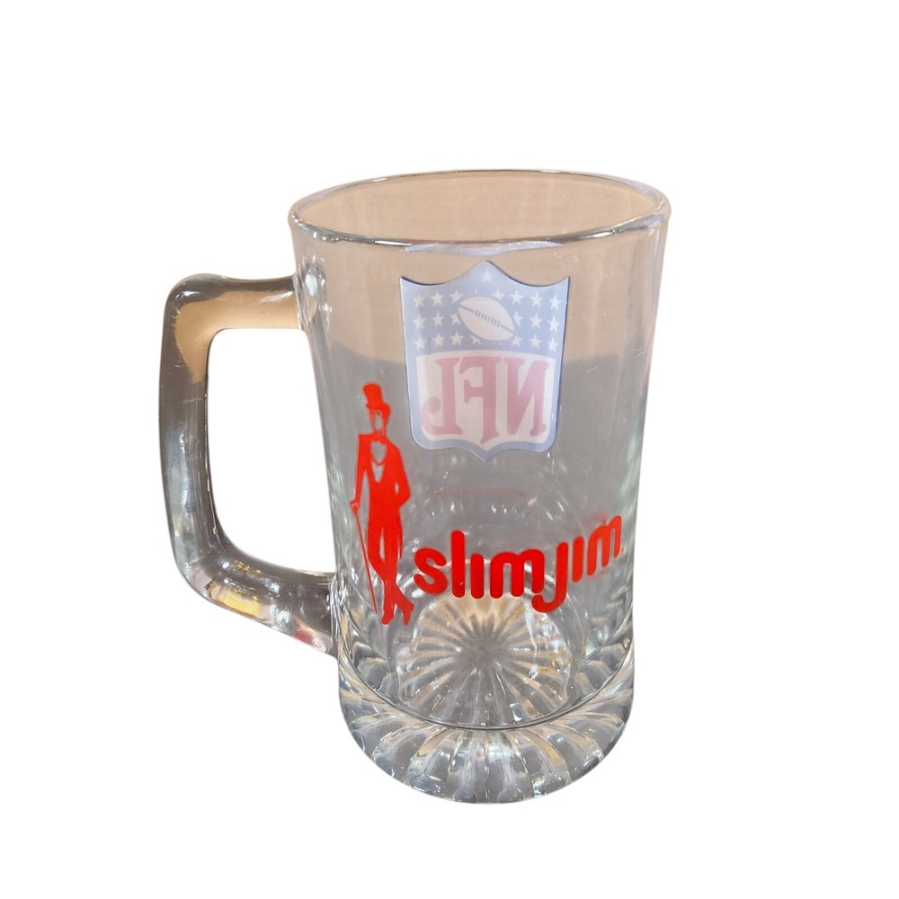 NFL Logo Slim Jim Beer Mug Glass Stein Heavy Collectors Edition 32oz VTG 1990's - Picture 3 of 7